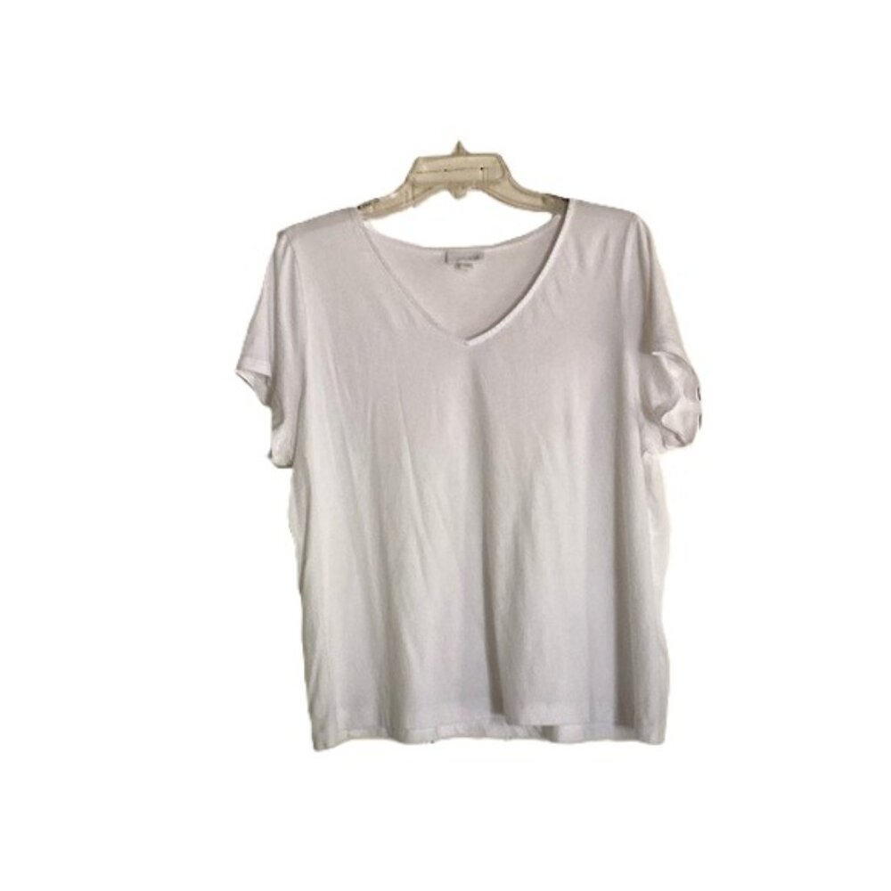 J.Jill White V-Neck Short Sleeve Tee Size XL